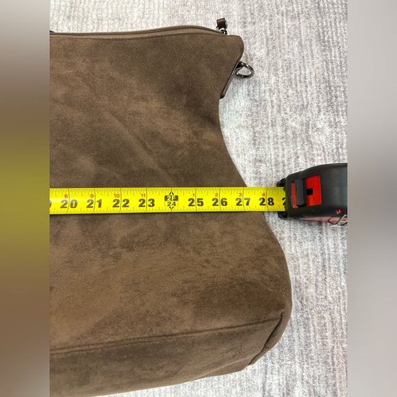 Brand New NWT Mens Brown Faux Suede Leather Large Weekender Bag Zip Top Travel - Picture 5 of 9